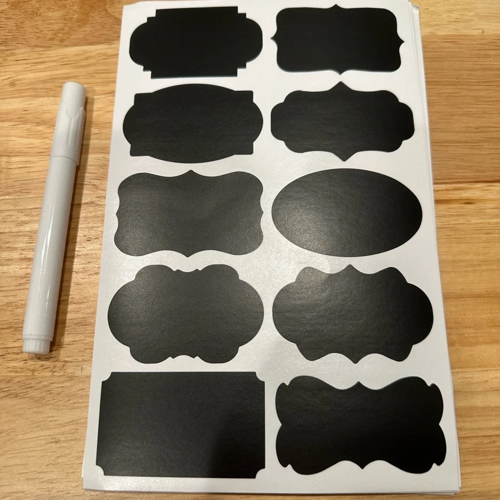 100 Black Chalkboard XL Labels with Marker NWOT!